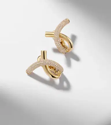 Engelbert Loop 18kt gold earrings with diamonds | Thumbnail 5
