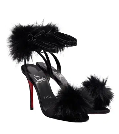 Christian Louboutin Patapompom 100 crêpe satin sandals | Thumbnail 1 Christian Louboutin Patapompom 100 crêpe satin sandals | Thumbnail 1