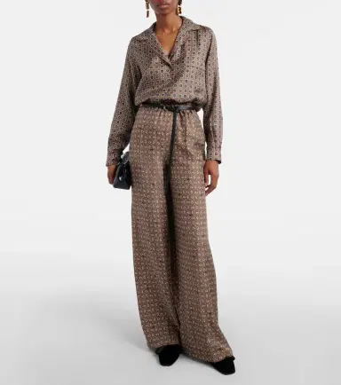 Max Mara Vischio printed silk satin wide-leg pants | Thumbnail 4 Max Mara Vischio printed silk satin wide-leg pants | Thumbnail 4