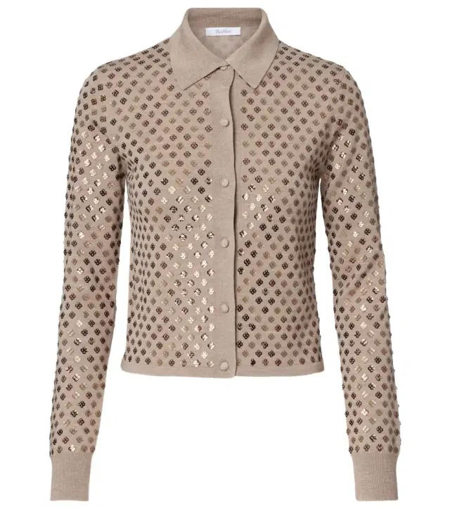 Ragno sequined virgin wool cardigan