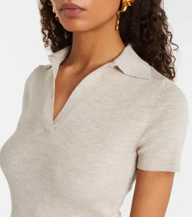 Max Mara Albero ribbed-knit wool polo shirt | Thumbnail 4
