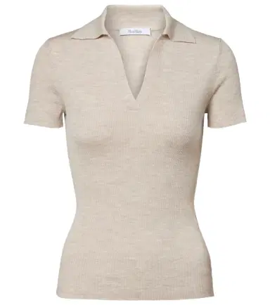 Max Mara Albero ribbed-knit wool polo shirt | Thumbnail 1
