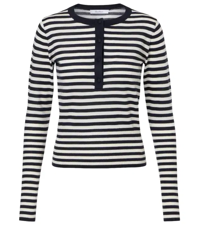 Striped cashmere Henley sweater