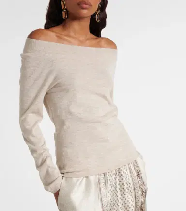 Max Mara Faretra off-shoulder cashmere sweater | Thumbnail 6