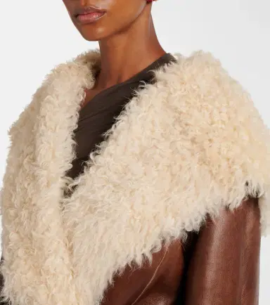 Magda Butrym Shearling-trimmed leather jacket | Thumbnail 2 Magda Butrym Shearling-trimmed leather jacket | Thumbnail 2