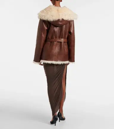 Magda Butrym Shearling-trimmed leather jacket | Thumbnail 3 Magda Butrym Shearling-trimmed leather jacket | Thumbnail 3