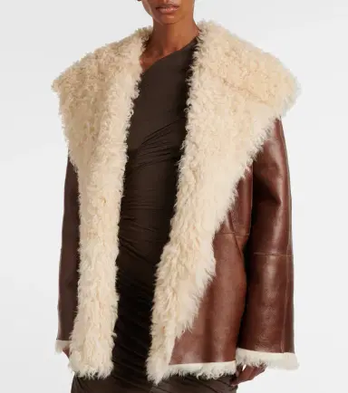 Magda Butrym Shearling-trimmed leather jacket | Thumbnail 4 Magda Butrym Shearling-trimmed leather jacket | Thumbnail 4
