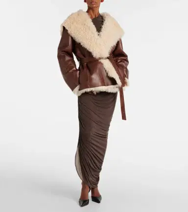 Magda Butrym Shearling-trimmed leather jacket | Thumbnail 5 Magda Butrym Shearling-trimmed leather jacket | Thumbnail 5