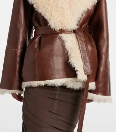 Magda Butrym Shearling-trimmed leather jacket | Thumbnail 6 Magda Butrym Shearling-trimmed leather jacket | Thumbnail 6