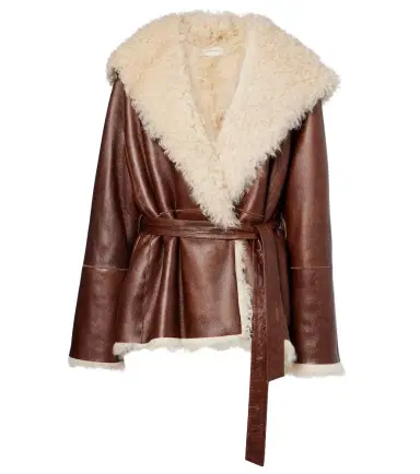 Magda Butrym Shearling-trimmed leather jacket | Thumbnail 1 Magda Butrym Shearling-trimmed leather jacket | Thumbnail 1