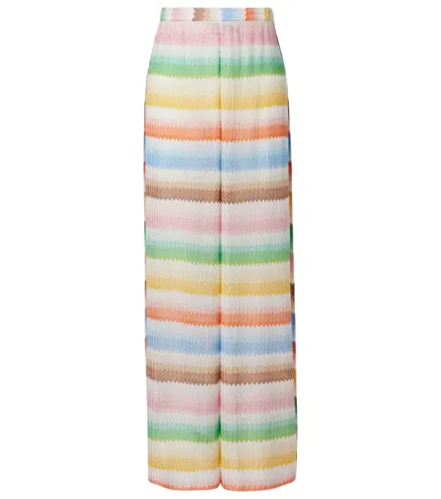 Zigzag knitted wide-leg pants