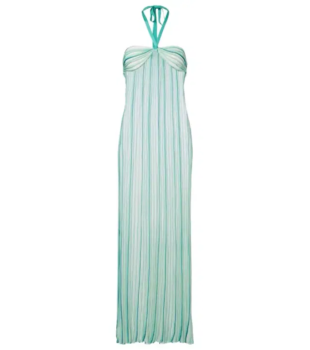 Striped halterneck maxi dress