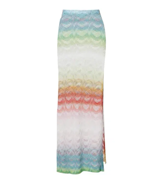 Wave lamé maxi skirt