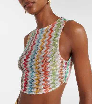 Missoni Zigzag ruched lamé crop top | Thumbnail 3 Missoni Zigzag ruched lamé crop top | Thumbnail 3