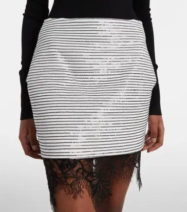 Jacques Wei Lace-trimmed sequined cotton miniskirt | Thumbnail 4