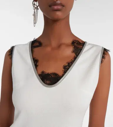 Jacques Wei Layered lace-trimmed jersey top | Thumbnail 3