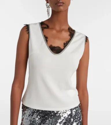 Jacques Wei Layered lace-trimmed jersey top | Thumbnail 5