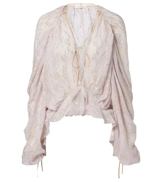 Ruffled silk-blend shirt