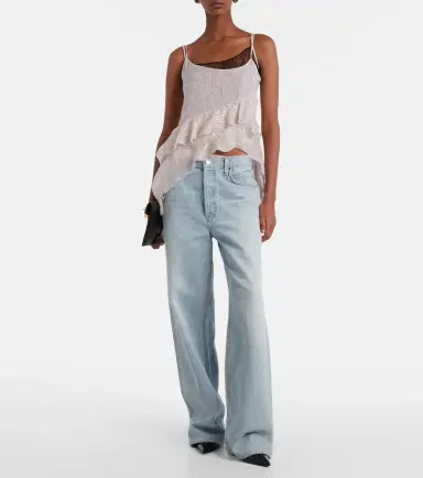 Jacques Wei Printed ruffled asymmetric silk-blend top | Thumbnail 3 Jacques Wei Printed ruffled asymmetric silk-blend top | Thumbnail 3