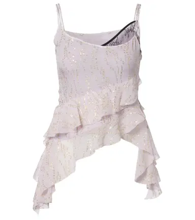 Jacques Wei Printed ruffled asymmetric silk-blend top | Thumbnail 1 Jacques Wei Printed ruffled asymmetric silk-blend top | Thumbnail 1