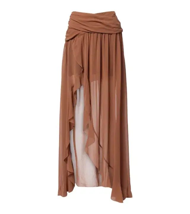 Draped asymmetric maxi skirt