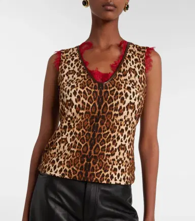 Jacques Wei Lace-trimmed leopard-print top | Thumbnail 4