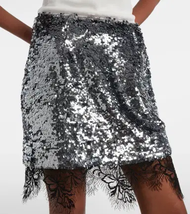 Jacques Wei Lace-trimmed sequined miniskirt | Thumbnail 2 Jacques Wei Lace-trimmed sequined miniskirt | Thumbnail 2