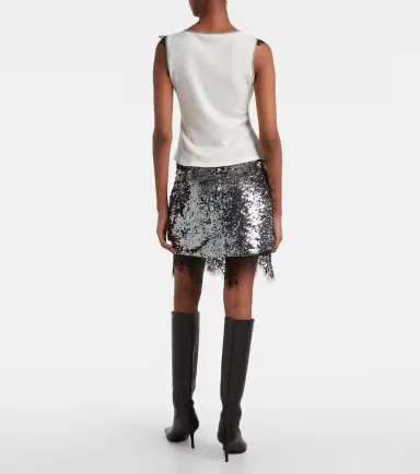 Jacques Wei Lace-trimmed sequined miniskirt | Thumbnail 3 Jacques Wei Lace-trimmed sequined miniskirt | Thumbnail 3