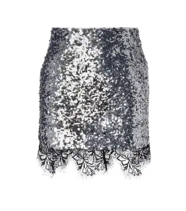 Jacques Wei Lace-trimmed sequined miniskirt | Thumbnail 1 Jacques Wei Lace-trimmed sequined miniskirt | Thumbnail 1