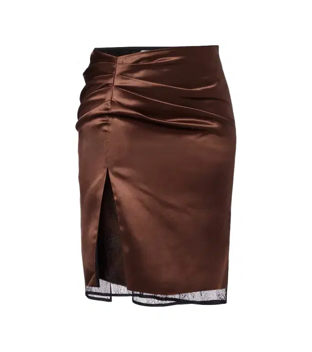 Lace-trimmed satin miniskirt