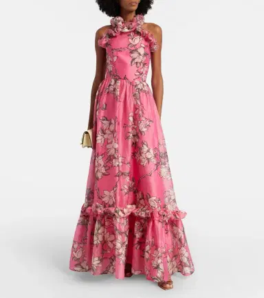Leo Lin Isabelle floral ruffled linen-blend gown | Thumbnail 5 Leo Lin Isabelle floral ruffled linen-blend gown | Thumbnail 5