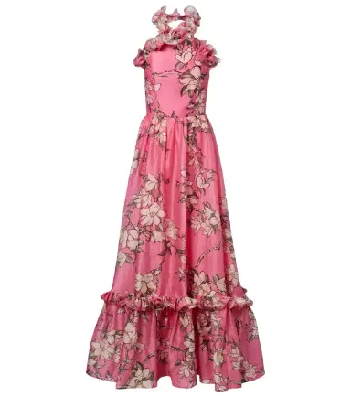 Leo Lin Isabelle floral ruffled linen-blend gown | Thumbnail 1 Leo Lin Isabelle floral ruffled linen-blend gown | Thumbnail 1