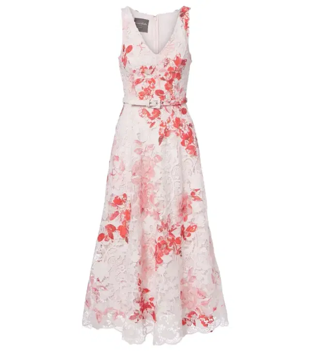 Belted floral midi dress