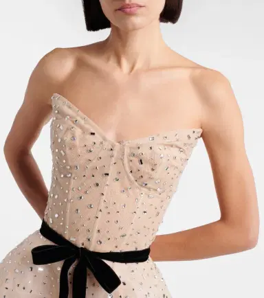 Monique Lhuillier Belted embellished cocktail dress | Thumbnail 3