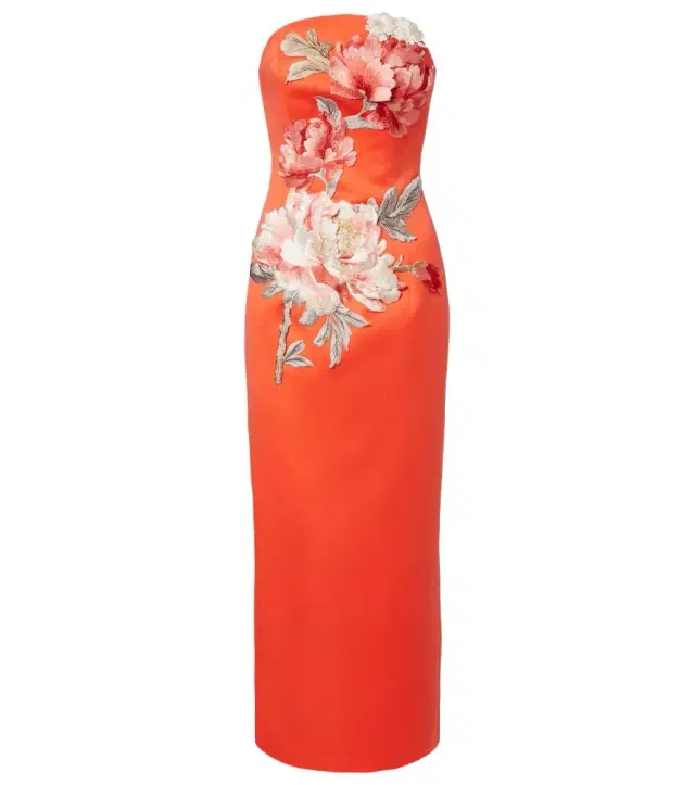 Ava floral-appliqué satin corset gown