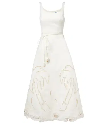 Leo Lin Palm laser-cut embroidered midi dress | Thumbnail 1 Leo Lin Palm laser-cut embroidered midi dress | Thumbnail 1