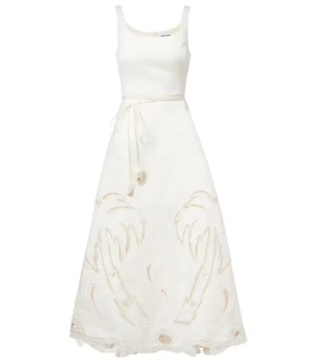 Palm laser-cut embroidered midi dress