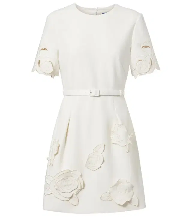 Aurelie belted floral-appliqué minidress