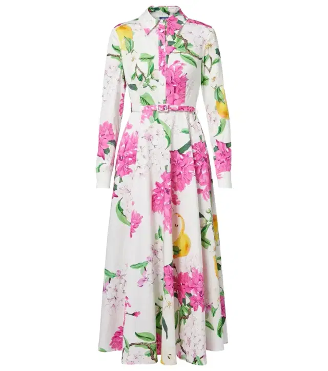 Zara belted printed cotton midi dress