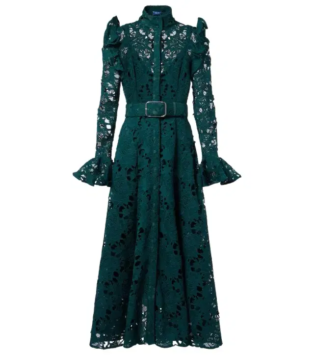 Aliyah belted lace midi dress