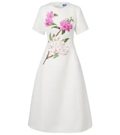 Leo Lin Caroline floral-appliqué midi dress | Thumbnail 1 Leo Lin Caroline floral-appliqué midi dress | Thumbnail 1