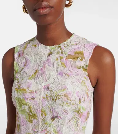 Monique Lhuillier Belted lace midi dress | Thumbnail 5