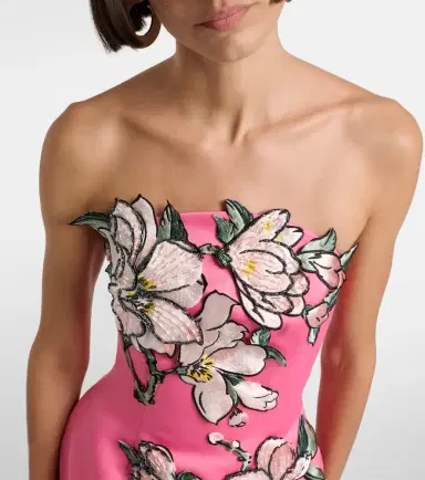 Leo Lin Floral-appliqué embroidered minidress | Thumbnail 2 Leo Lin Floral-appliqué embroidered minidress | Thumbnail 2