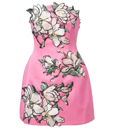 Leo Lin Floral-appliqué embroidered minidress | Thumbnail 1 Leo Lin Floral-appliqué embroidered minidress | Thumbnail 1