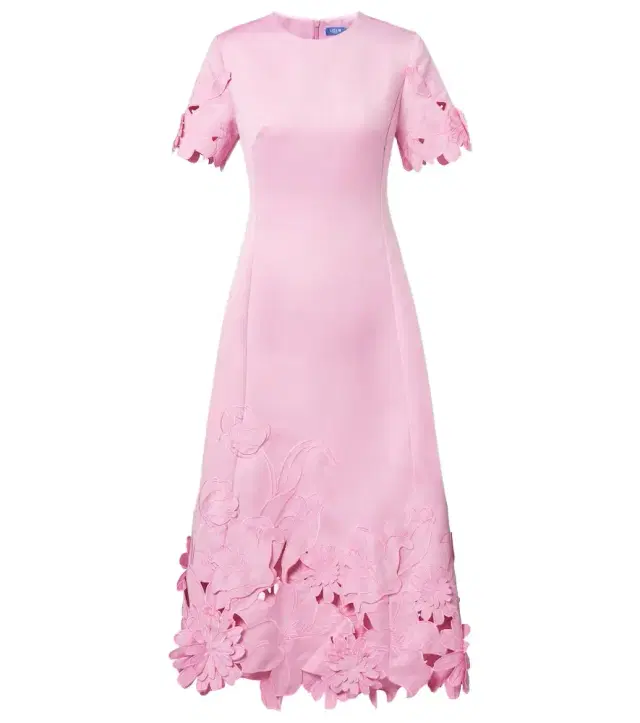 Floral-appliqué embroidered cocktail dress