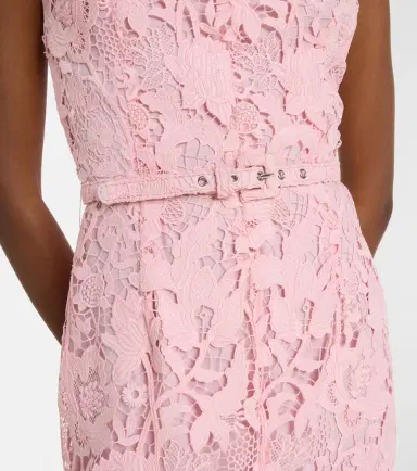 Monique Lhuillier Floral belted lace midi dress | Thumbnail 2 Monique Lhuillier Floral belted lace midi dress | Thumbnail 2