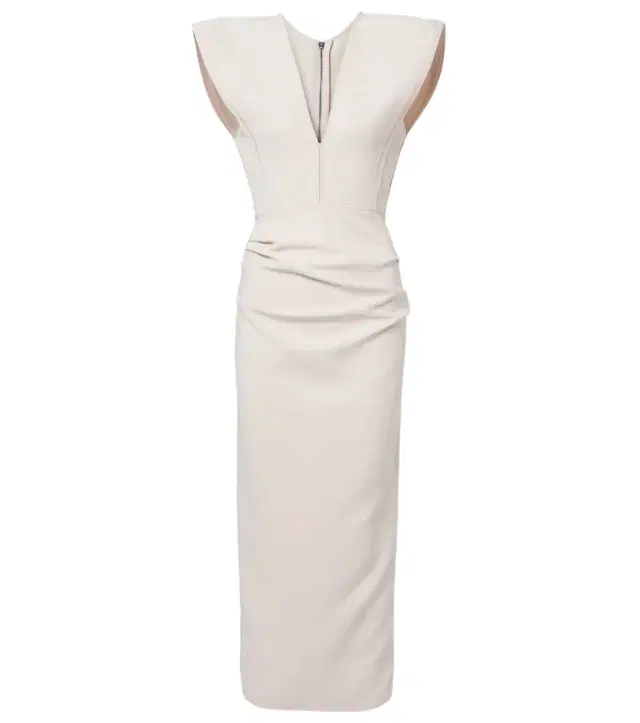 Wingtip draped midi dress