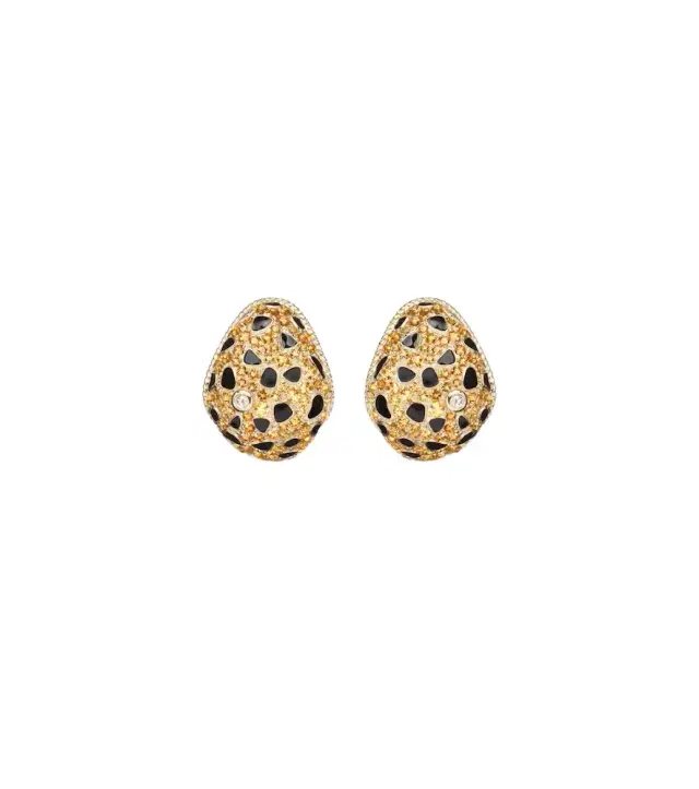 Yvonne Leon Yvonne Léon Lynx 9kt gold earrings with citrines, enamel, and diamonds