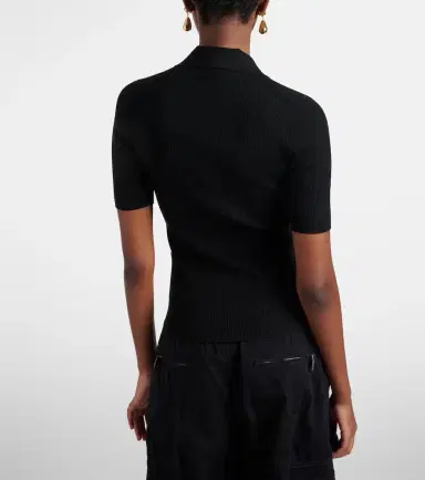 Dolce & Gabbana Embellished ribbed-knit polo shirt | Thumbnail 3 Dolce & Gabbana Embellished ribbed-knit polo shirt | Thumbnail 3