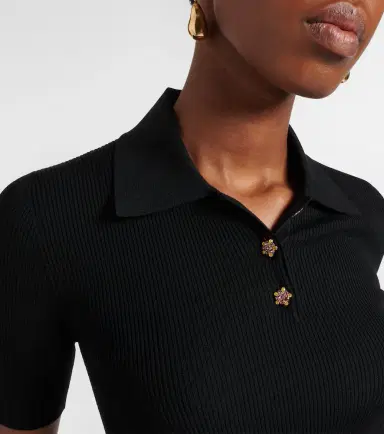 Dolce & Gabbana Embellished ribbed-knit polo shirt | Thumbnail 5 Dolce & Gabbana Embellished ribbed-knit polo shirt | Thumbnail 5